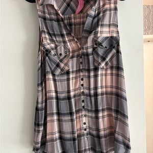 Rock & Republic Pink and Gray Plaid Shirt